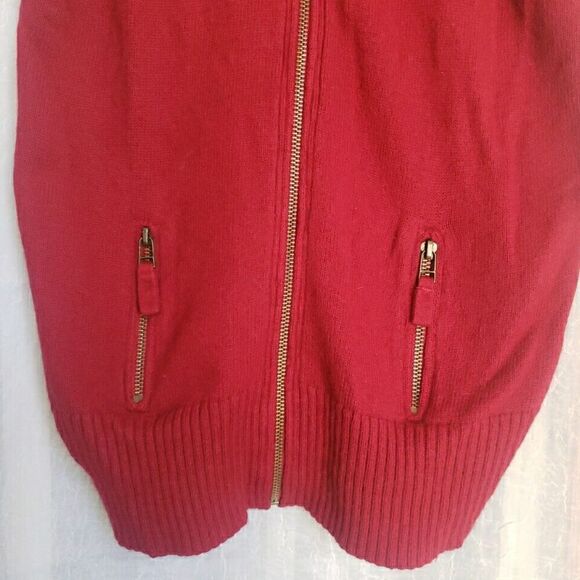 Chadwick Sweater Vest Womens Size M Red Full Zip Ribbed Mock Neck Zipper Pockets - Picture 6 of 12